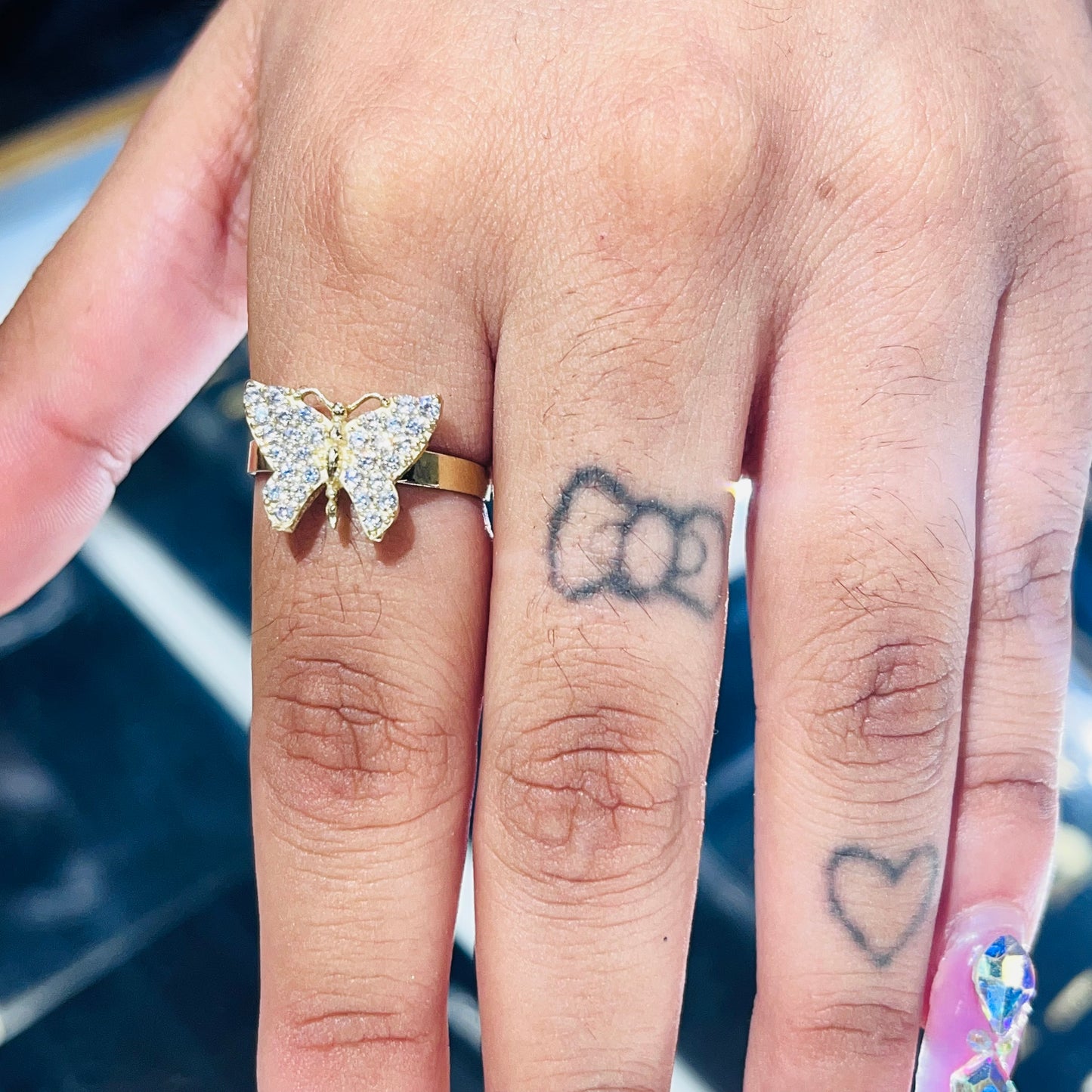 10K Gold White Butterfly Ring (sm)