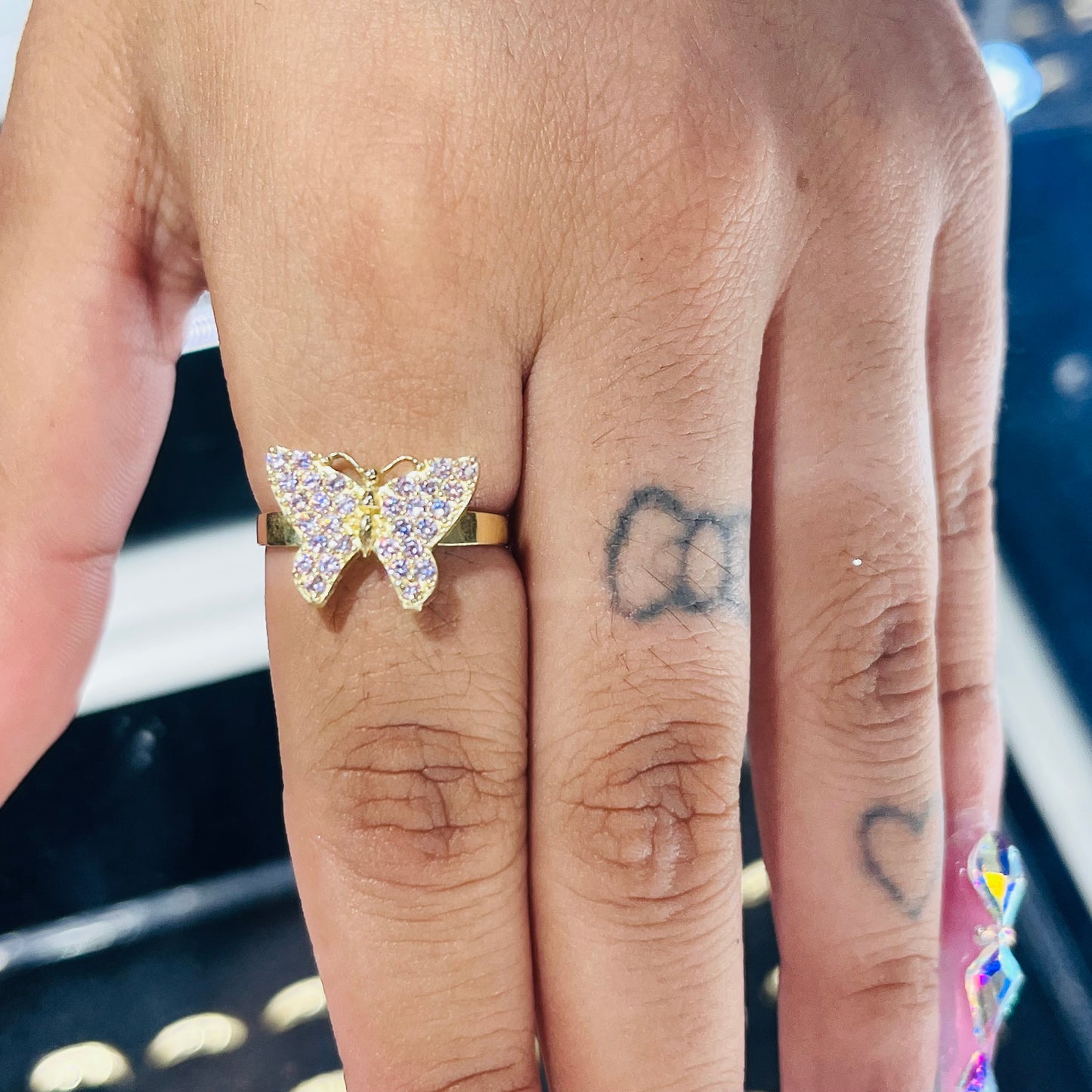 10K Gold Pink Butterfly Ring (sm)