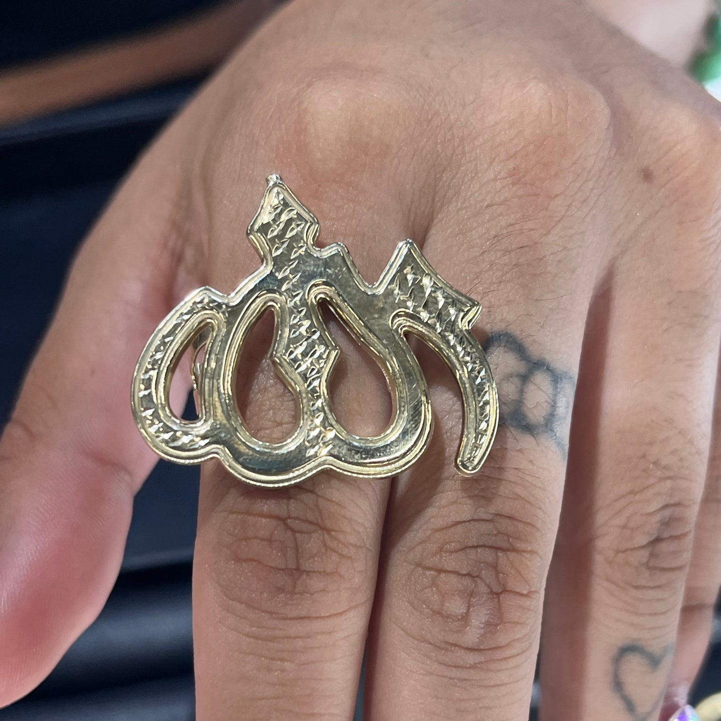 10K Gold Mens Allah Ring