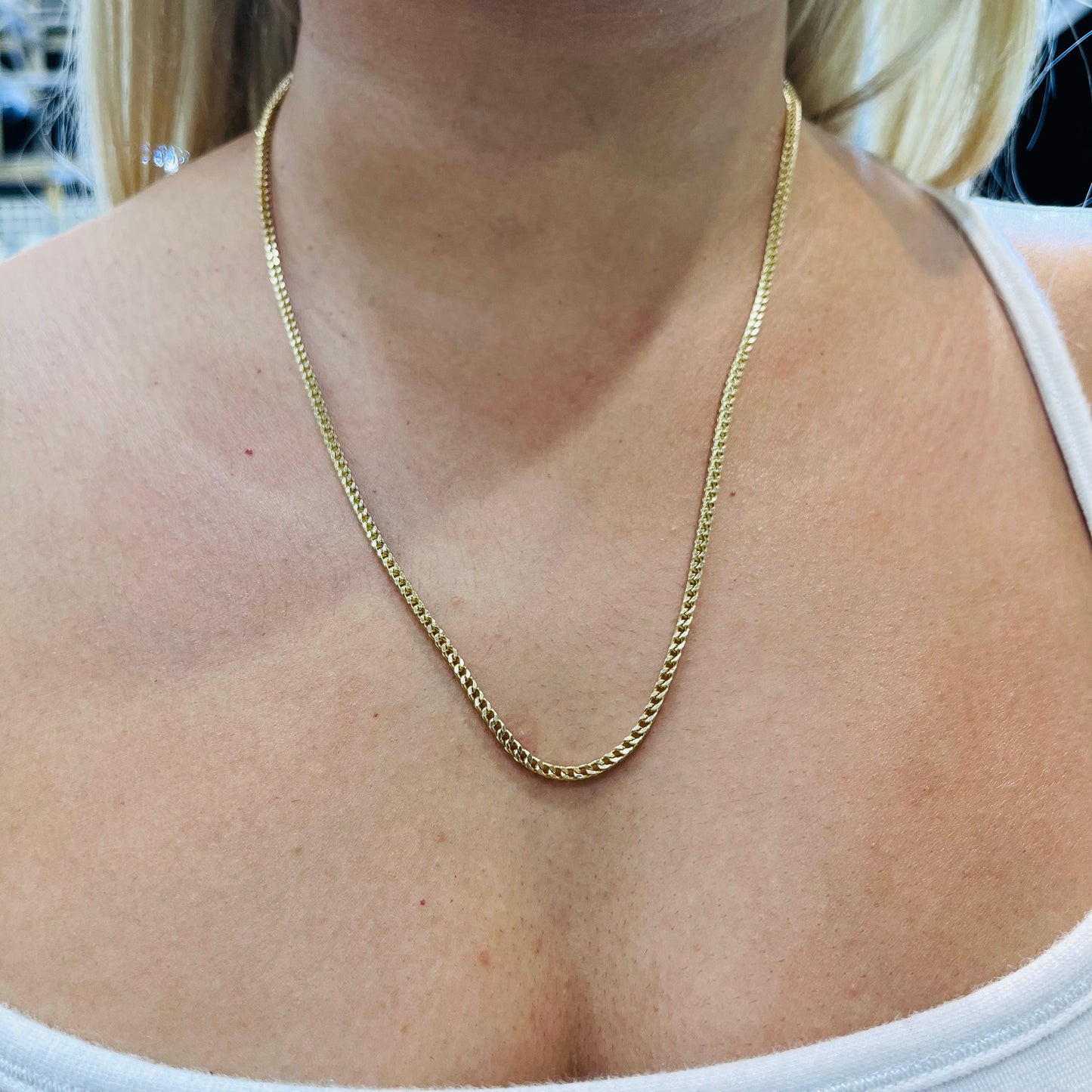 10K Gold 2.3mm Hollow Franco Chain