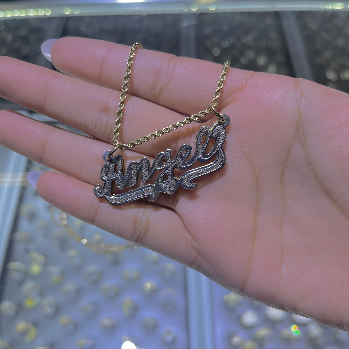 10K Gold Two Tone Double Nameplate