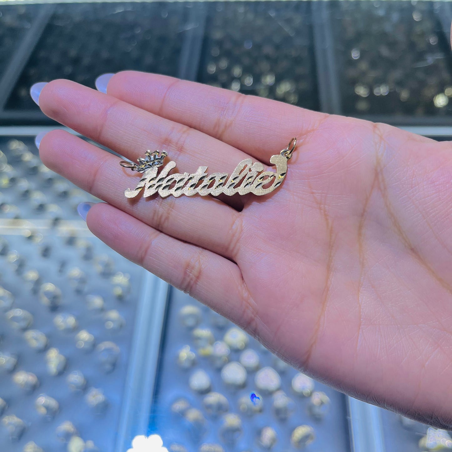 10K Gold Classic Nameplate with Crown (custom)