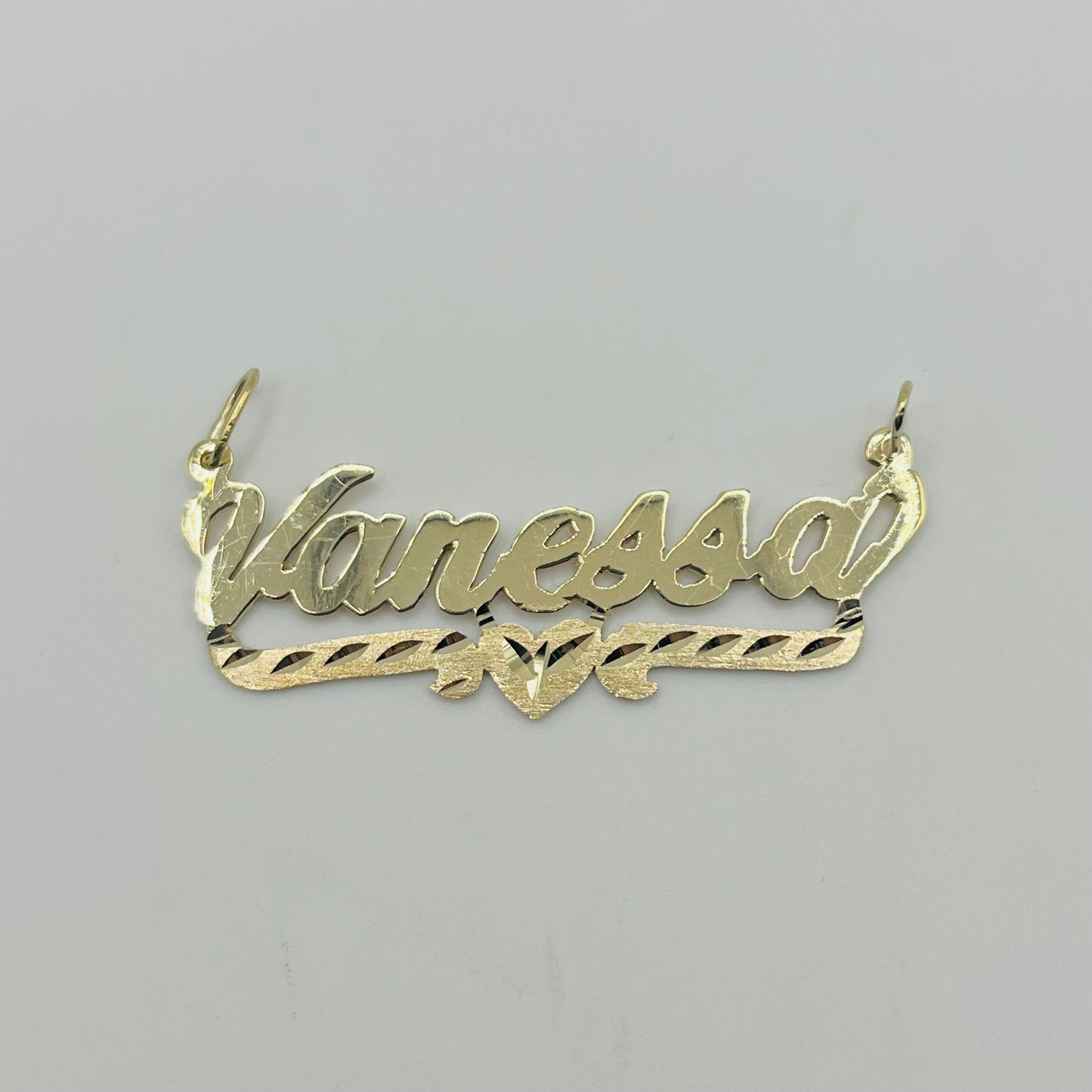 10K/14K Gold Single Nameplate with Bar & Heart Design (custom)
