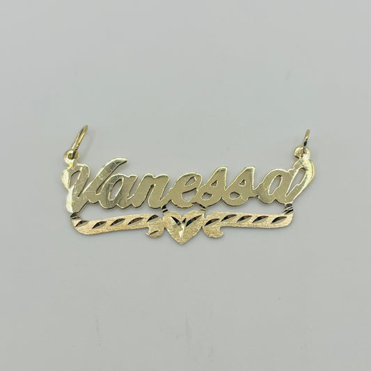 10K/14K Gold Single Nameplate with Bar & Heart Design (custom)