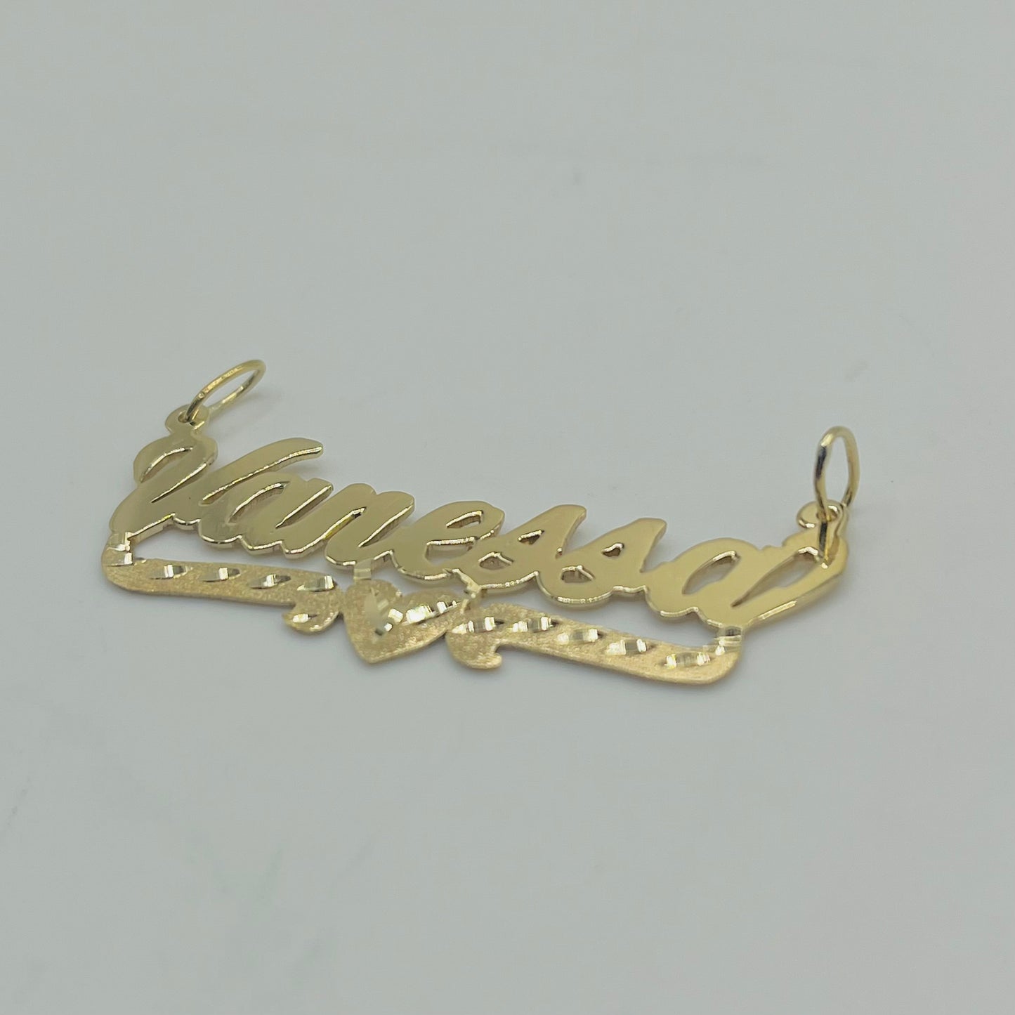 10K/14K Gold Single Nameplate with Bar & Heart Design (custom)