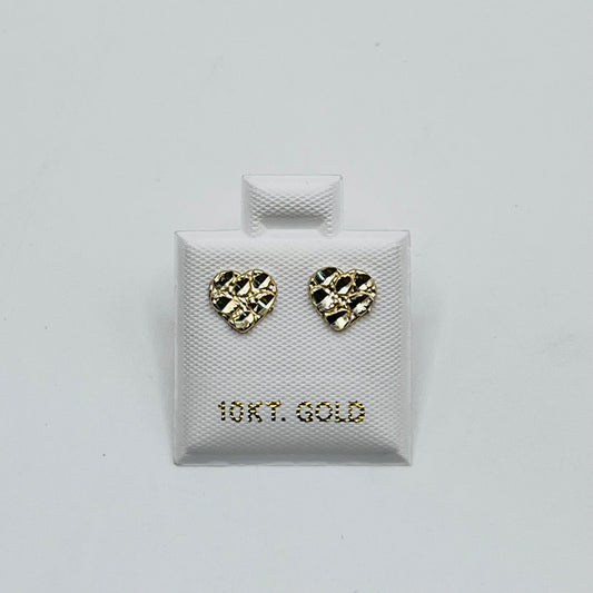 10K Gold Baby Heart Nugget Earrings