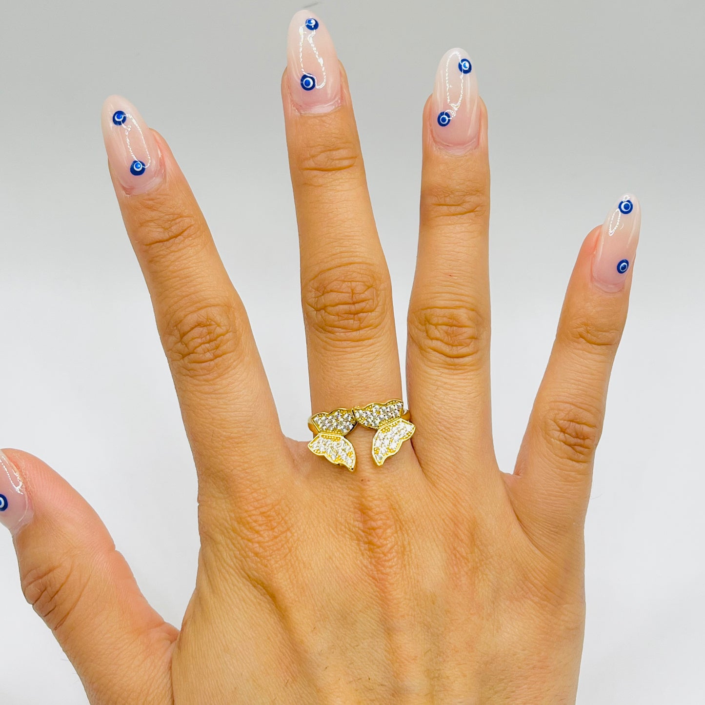 14k Gold Cz Double Butterfly Ring