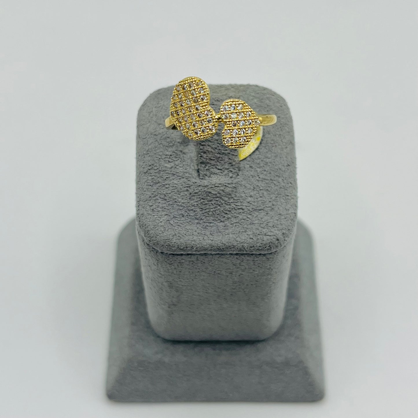 14k Double Cz Heart Ring