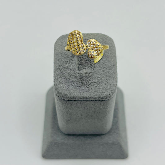 14k Double Cz Heart Ring