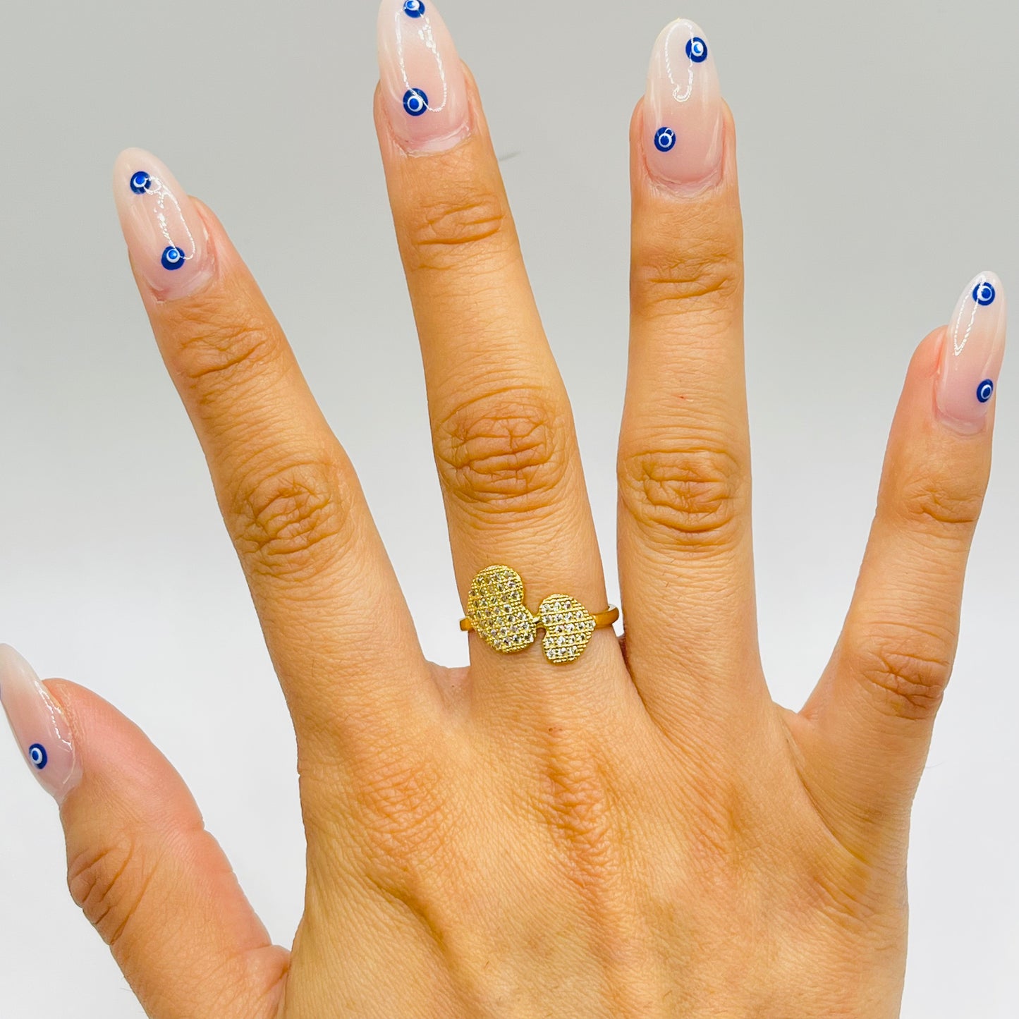 14k Double Cz Heart Ring