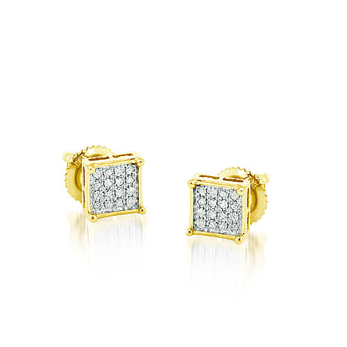 10k Gold Diamond Square Prong Earrings