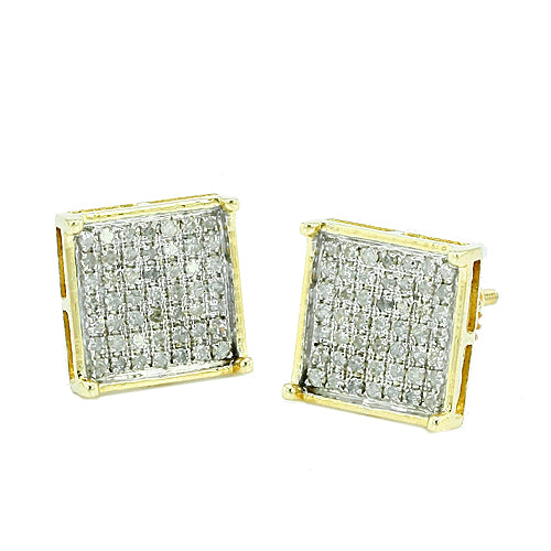 10k Gold Flashing Diamond Square Earrings