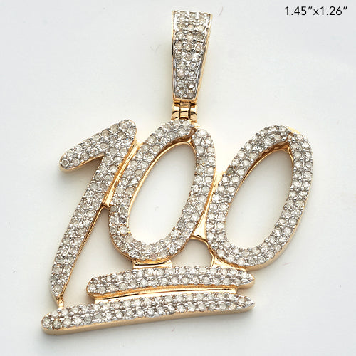 10K GOLD DIAMOND '100' EMOJI PENDANT