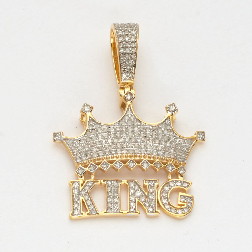 10K Gold DIAMOND KING CROWN PENDANT