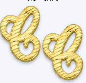 10K Gold Large Cursive Initial Earrings (shiny diamond cut finish)