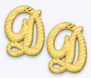 10K Gold Large Cursive Initial Earrings (shiny diamond cut finish)