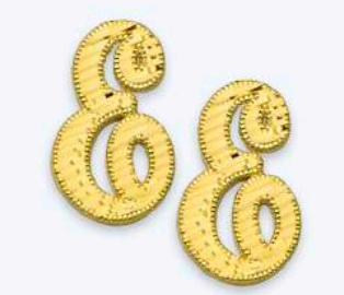 10K Gold Large Cursive Initial Earrings (shiny diamond cut finish)