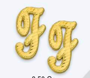 10K Gold Large Cursive Initial Earrings (shiny diamond cut finish)