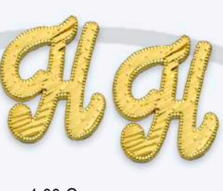 10K Gold Large Cursive Initial Earrings (shiny diamond cut finish)
