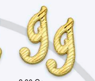 10K Gold Large Cursive Initial Earrings (shiny diamond cut finish)