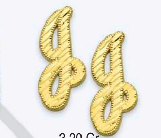 10K Gold Large Cursive Initial Earrings (shiny diamond cut finish)