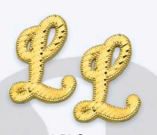 10K Gold Large Cursive Initial Earrings (shiny diamond cut finish)