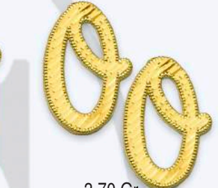10K Gold Large Cursive Initial Earrings (shiny diamond cut finish)