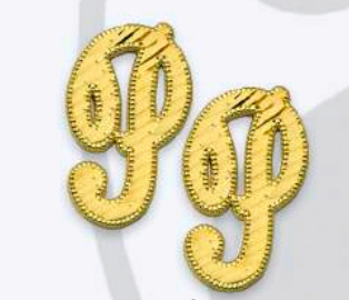 10K Gold Large Cursive Initial Earrings (shiny diamond cut finish)
