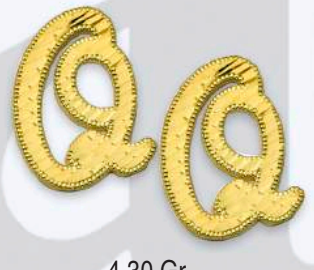 10K Gold Large Cursive Initial Earrings (shiny diamond cut finish)