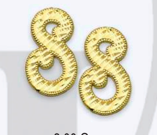 10K Gold Large Cursive Initial Earrings (shiny diamond cut finish)