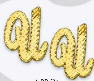 10K Gold Large Cursive Initial Earrings (shiny diamond cut finish)