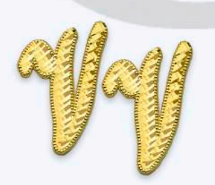 10K Gold Large Cursive Initial Earrings (shiny diamond cut finish)