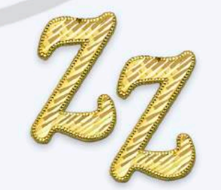 10K Gold Large Cursive Initial Earrings (shiny diamond cut finish)