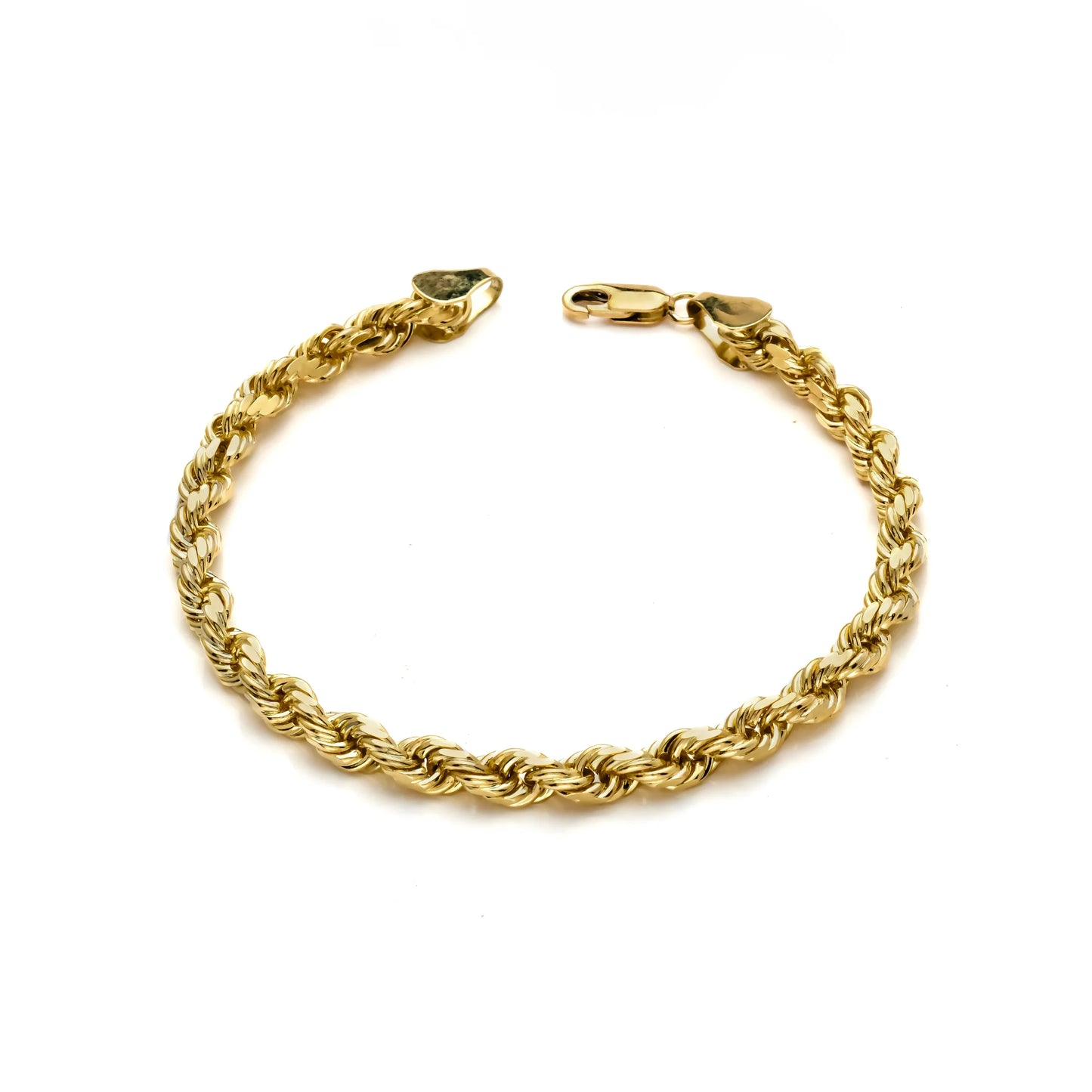 10K Gold Hollow Diamond Cut Rope Bracelet 5MM