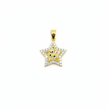 10k Gold Cz Border Nugget Star Charm