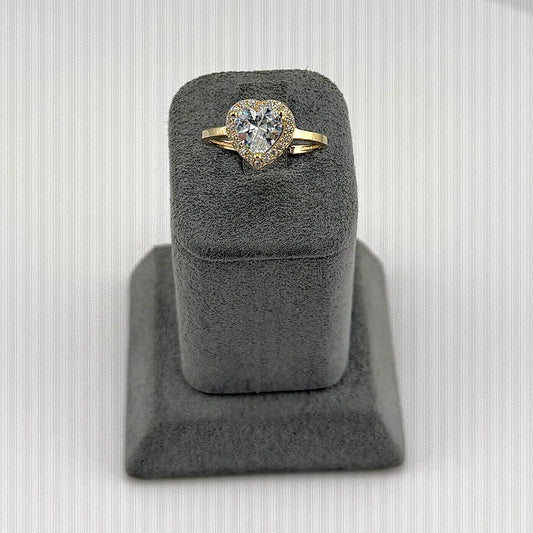 14k Gold Sweet Crush Heart Cz Ring (White)