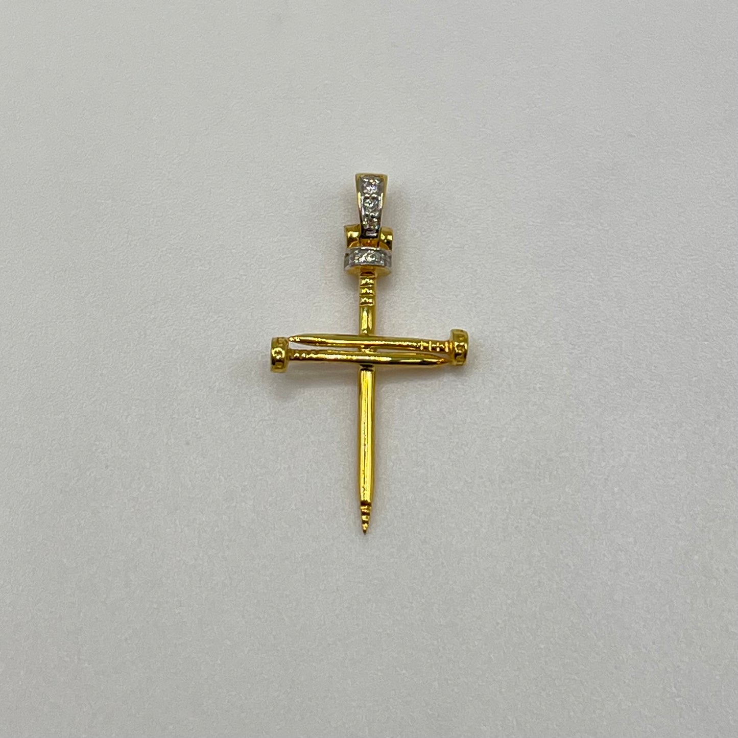 10k Gold Diamond Nail Cross Pendant