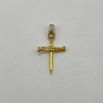 10k Gold Diamond Nail Cross Pendant