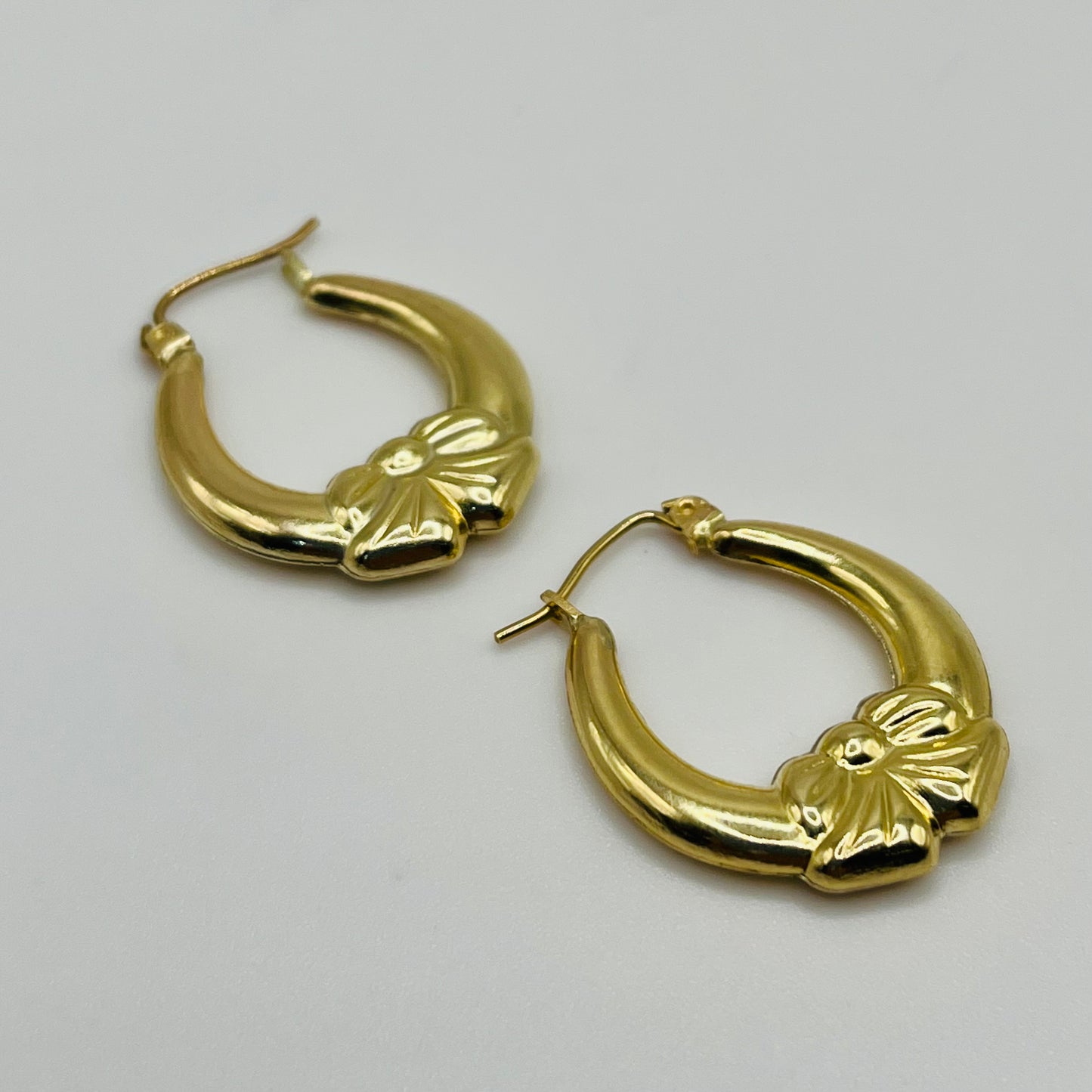 10K Gold Matte Bow Hoops