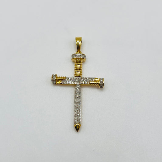 Diamond Nail Cross Charm