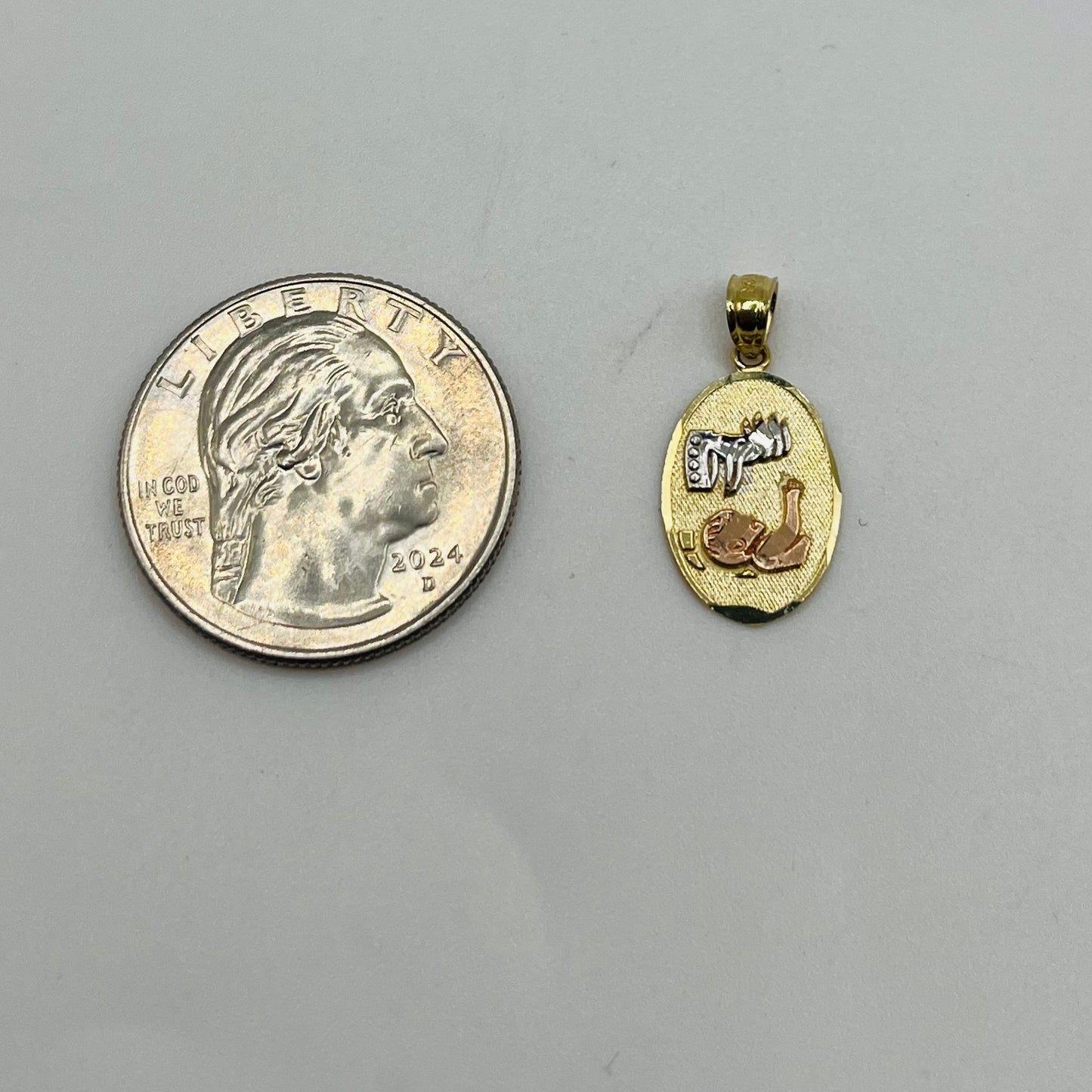 14k Gold Tri- Color Dc My Baptism Charm