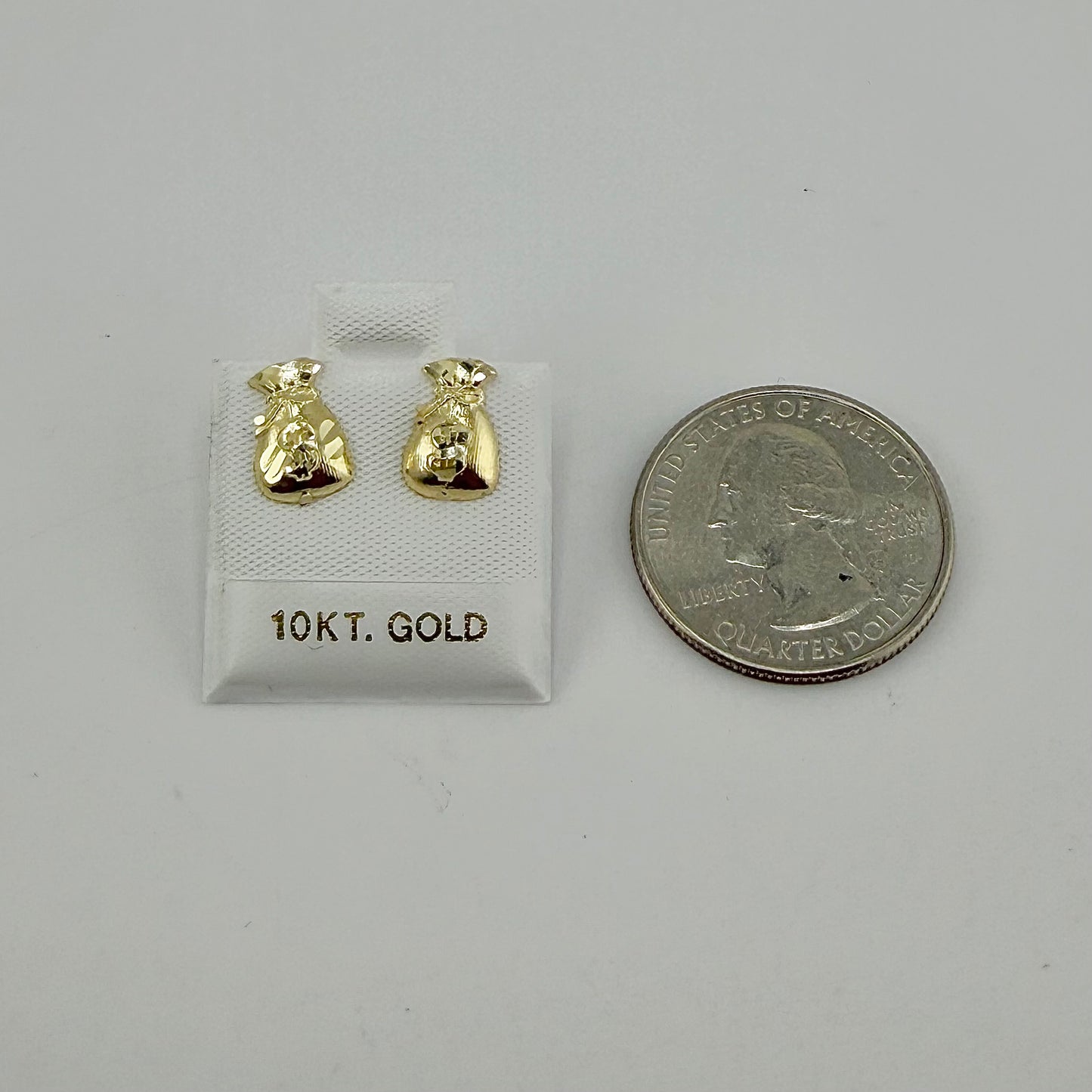 10k Gold Mini Money Bag Earrings