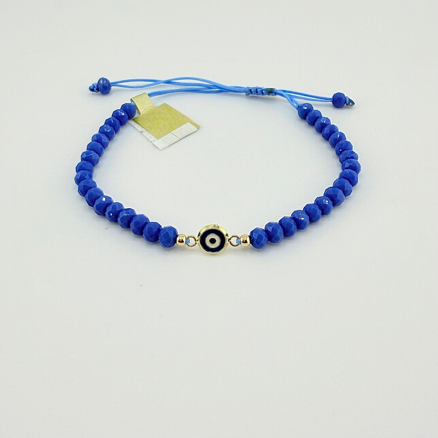 14k Gold Beaded Evil Eye Bracelet - Dark Blue