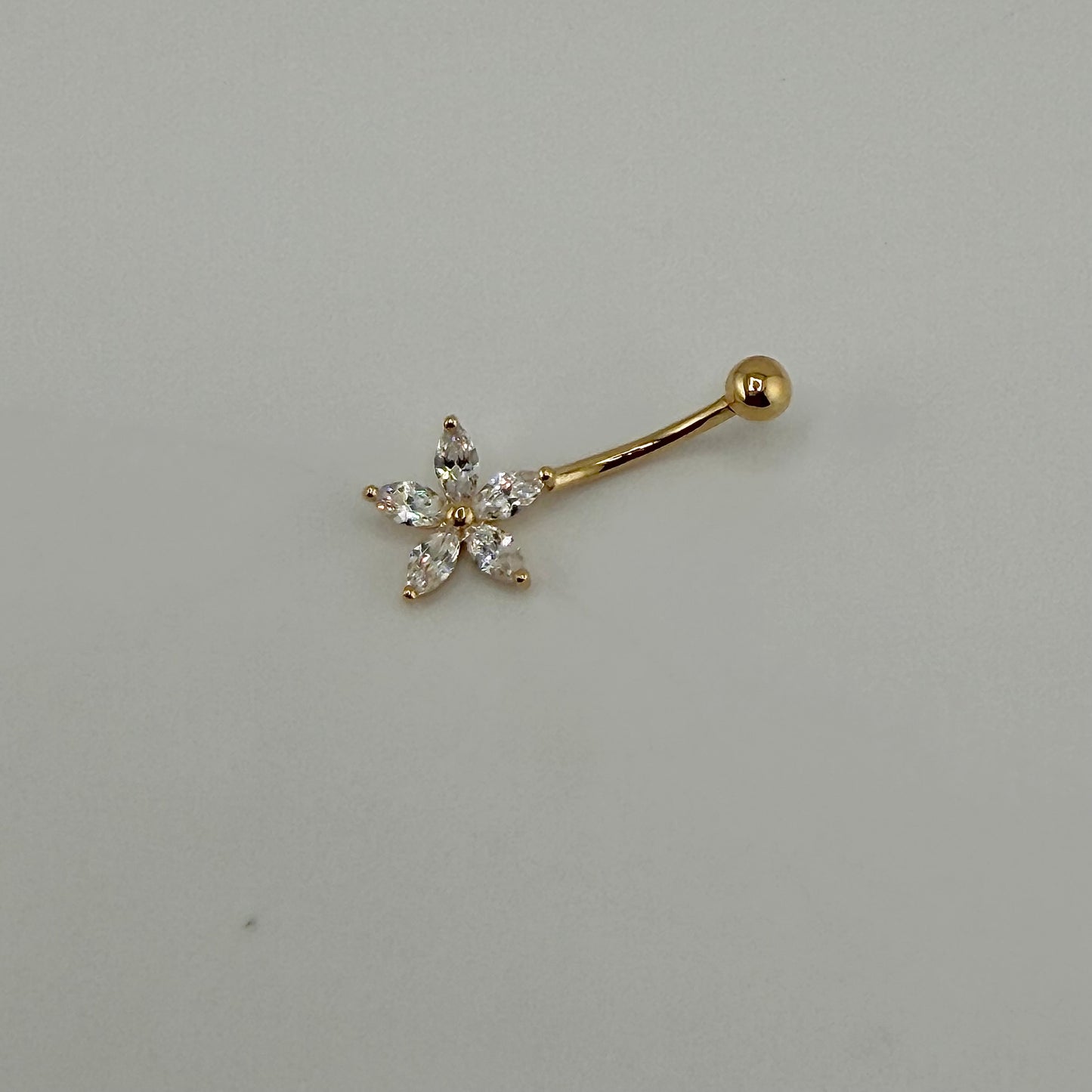 14k Gold Cz Starlight Drip Belly Ring