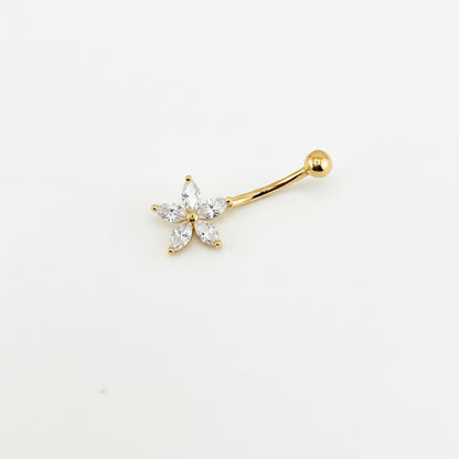 14k Gold Cz Starlight Drip Belly Ring