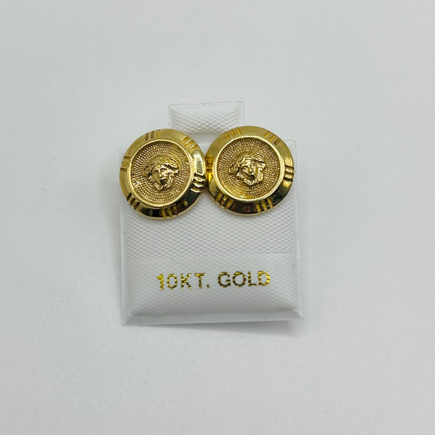 10k Gold Round Medusa Earrings