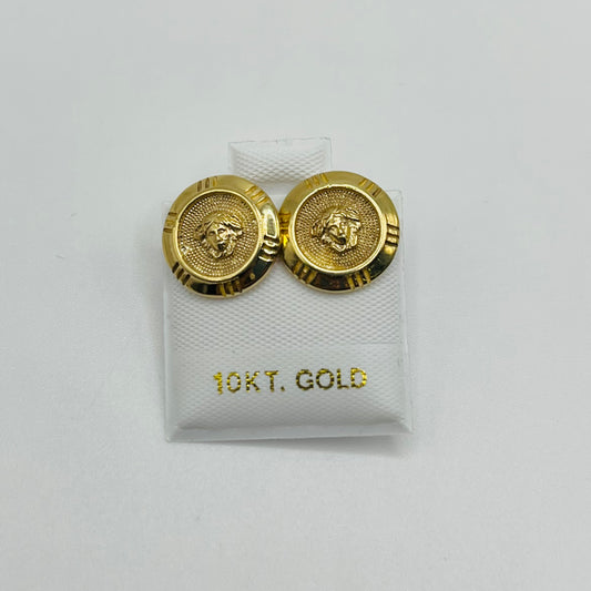 10k Gold Round Medusa Earrings
