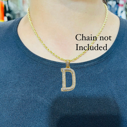 14K Diamond Initial Pendant (Large Block Font)