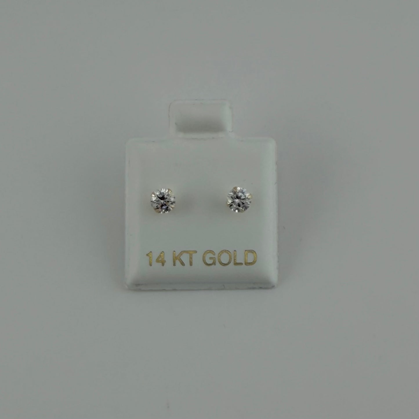 14K Gold Round Cut Studs (4mm)