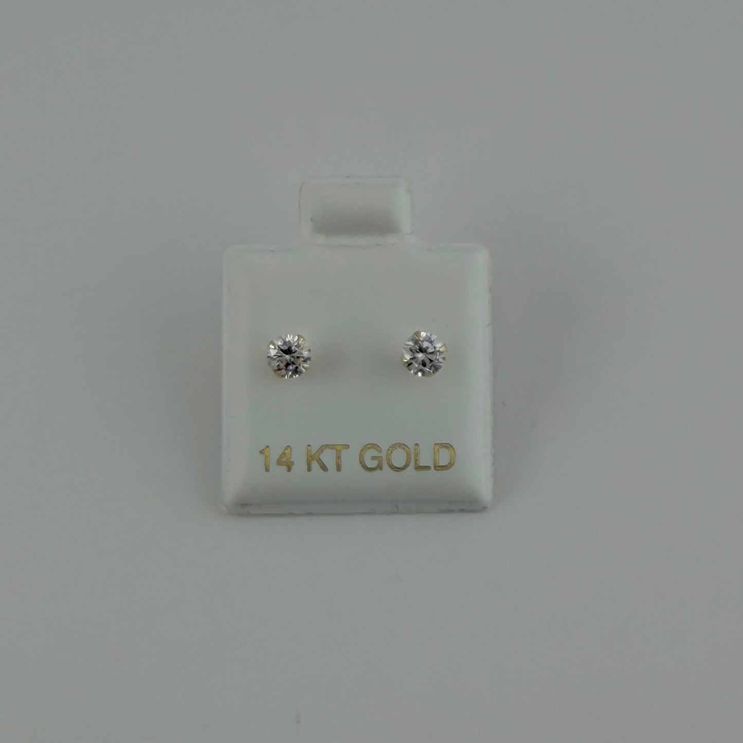 14K Gold Round Cut Studs | Face Size: 4mm
